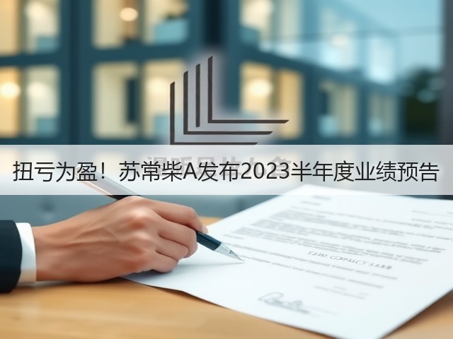 扭亏为盈！苏常柴A发布2023半年度业绩预告(图1)