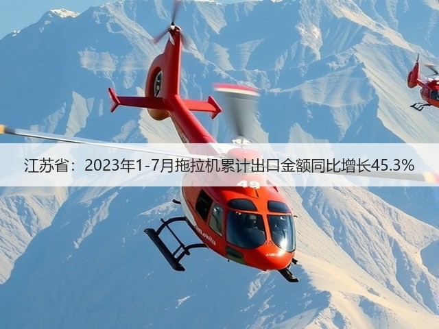 江苏省:2023年1-7月拖拉机累计出口金额同比增长45.3%(图2) 江苏省:2023年1-7月拖拉机累计出口金额同比增长45.3%(图2)