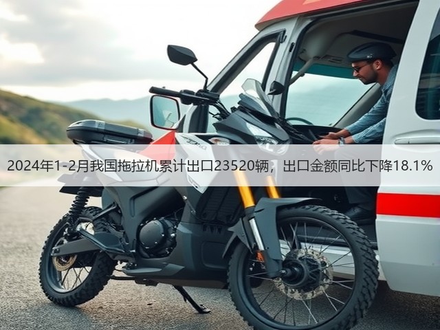2024年1-2月我国拖拉机累计出口23520辆,出口金额同比下降18.1%(图3) 2024年1-2月我国拖拉机累计出口23520辆,出口金额同比下降18.1%(图3)