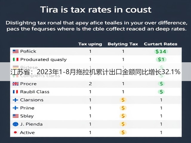 江苏省：2023年1-8月拖拉机累计出口金额同比增长32.1%(图2)